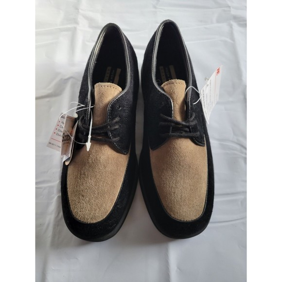 NWT Hush Puppies Big Boys 2.5M Leather Suede Black Taupe Dress Shoe Scotchguard - Picture 3 of 14